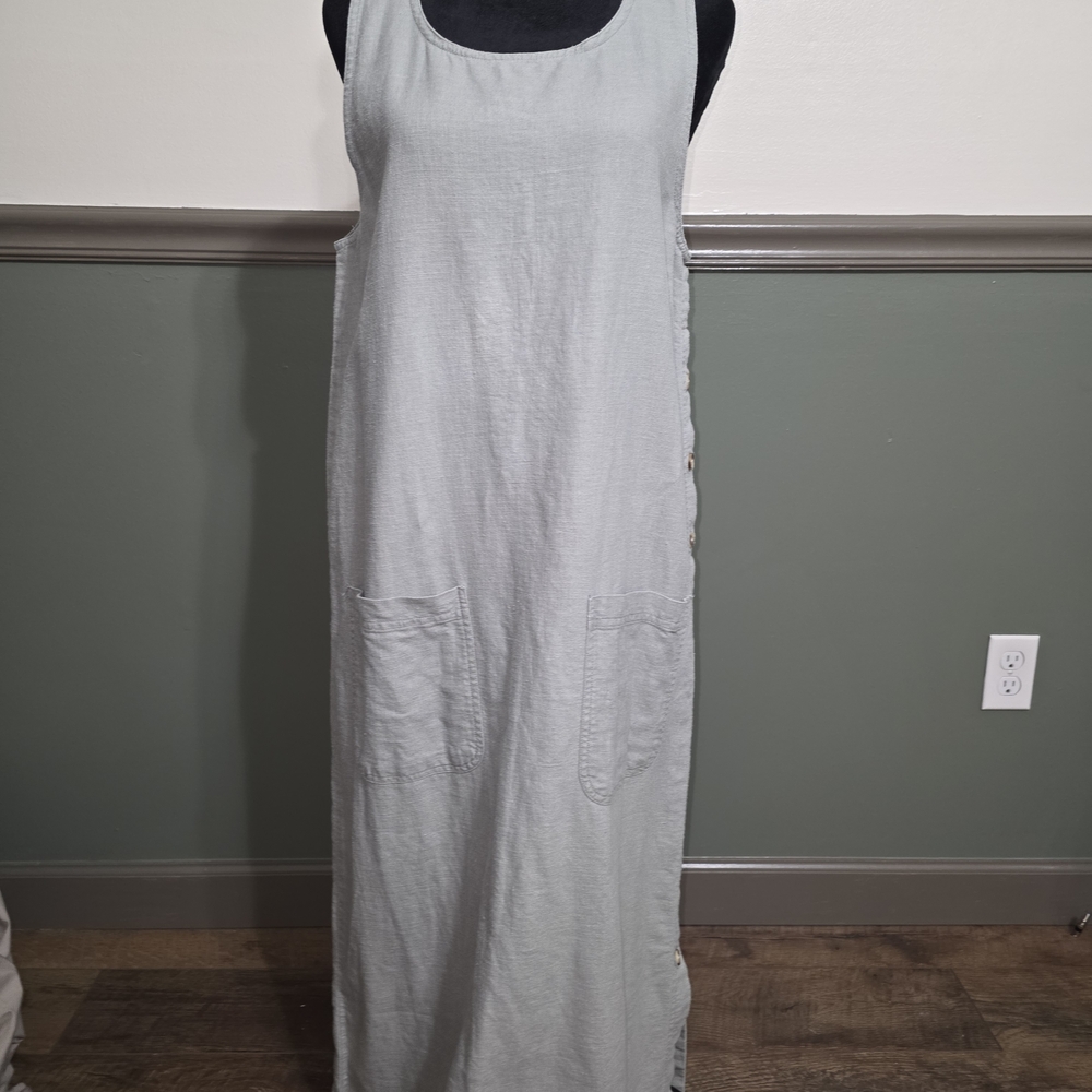 Erika Gray Maxi Dress with Side Buttons